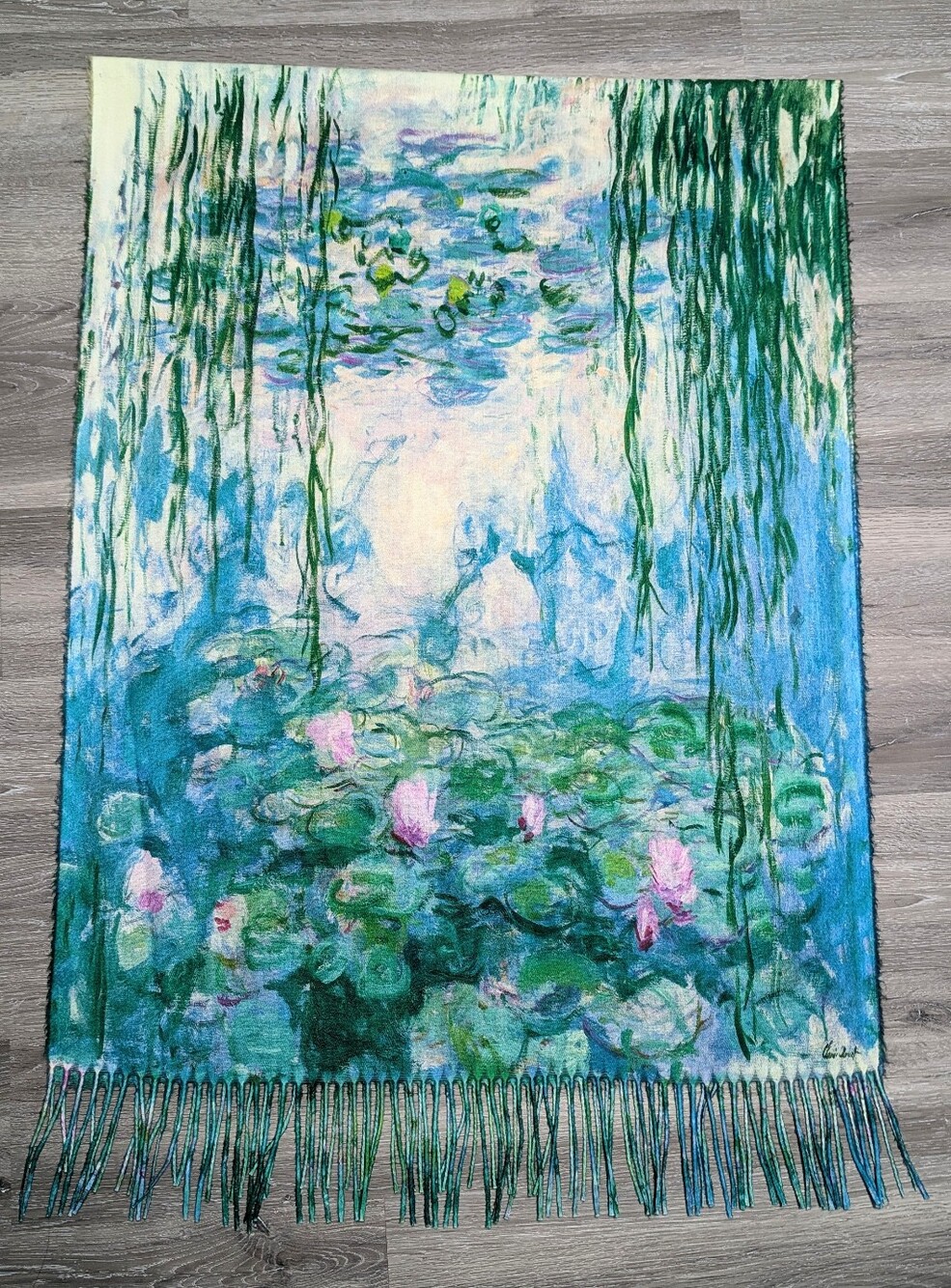Soft Viscose Large Scarf Wrap Impressionist Art Water Lillies Monet